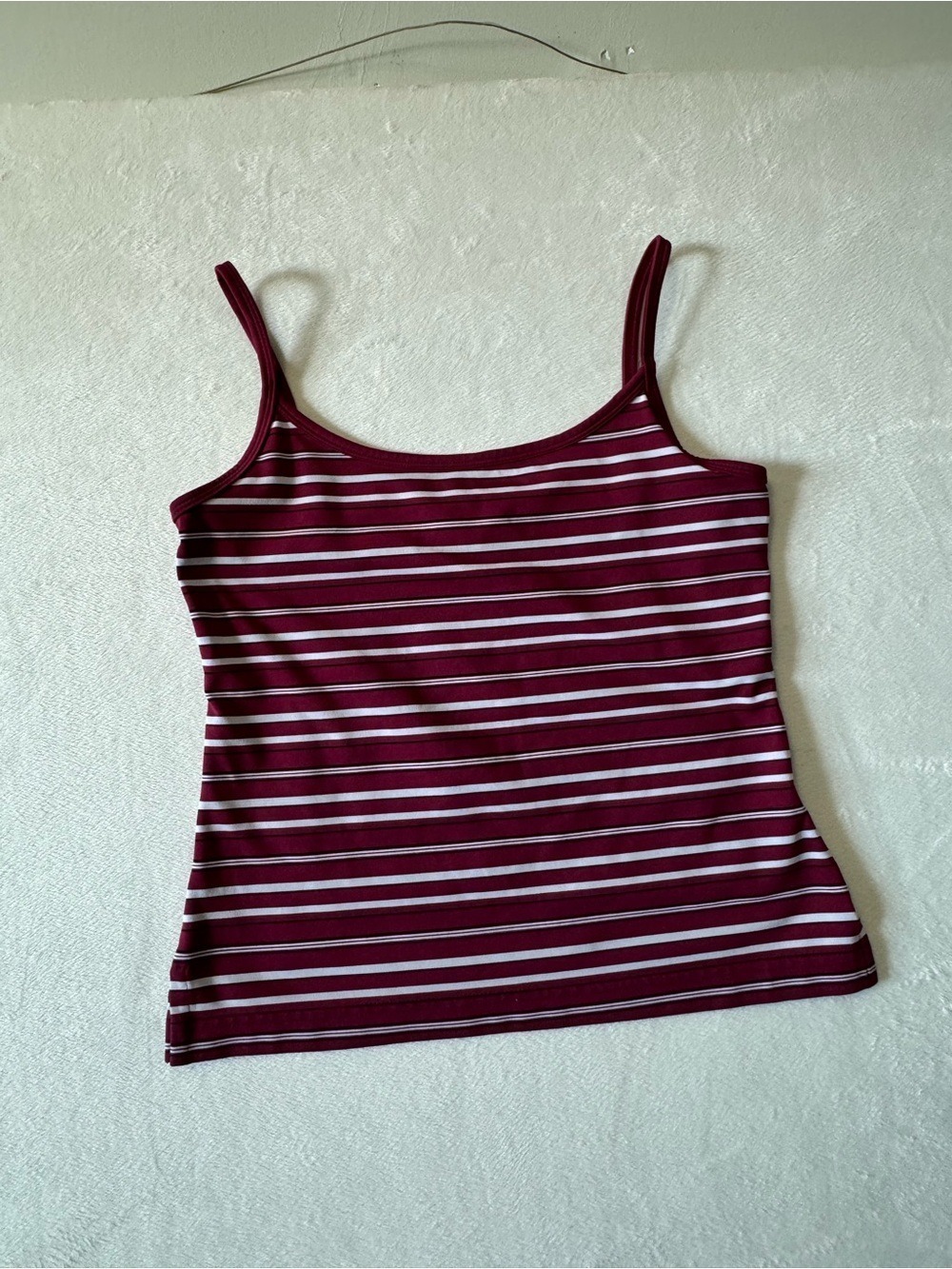 Guess Burgundy and White Striped Spaghetti Strap Camisole Top Medium